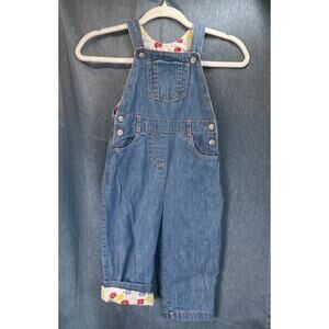 Baby Boden Girls 2/3 Years Blue Jean Overalls Full Lining floral Print Outdoors